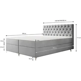 luxkor24 Boxspringbett PIKO 140x200cm Doppelbett Chesterfield mit Bonell-Matratze, Topper und mit 2 Bettkästen Beige, - Beige