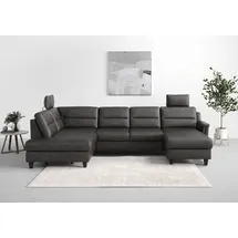 sit&more Wohnlandschaft SIT & MORE "Farö U-Form", grau (anthrazit), B:325cm H:90cm T:187cm, Sofas, Wohnlandschaft, inklusive Federkern, wahlweise mit Bettfunktion und Bettkasten