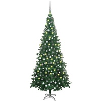 vidaXL Künstlicher Weihnachtsbaum mit Beleuchtung Kugeln L 240 cm Grün