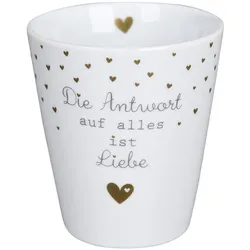 Krasilnikoff Happy Mug Becher Die Antwort auf alles ist Liebe, 330 ml