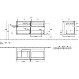 Villeroy & Boch Waschtischunterschrank 4 Auszüge 120 x 54,8 x 50 cm Schwarz