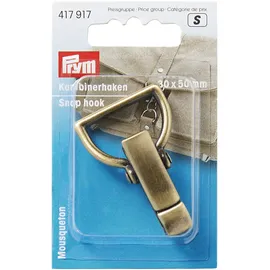 Prym 417917 Karabinerhaken 30 mm altmessing gebürstet, Gold