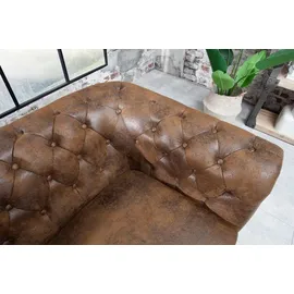 Riess-Ambiente 3er Sofa Chesterfield - 205cm antik braun mit Knopfheftung und Federkern