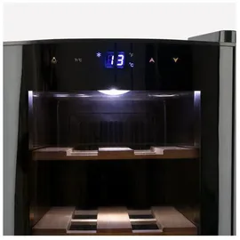 h.koenig AGE6 Weinkühlschrank / 6 Flaschen / Temperatur 11°C bis 18°C/LED-Temperaturanzeige/Holzlagerböden