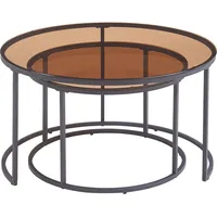 [en.casa] Couchtisch 2er Set Kokkola Rauchglas, braun