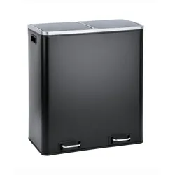 SVITA TM2X30 Treteimer 60 Liter Abfalleimer Mülleimer Design Mülltrennung Papierkorb Küchen-Ordnung Trennsystem Schwarz