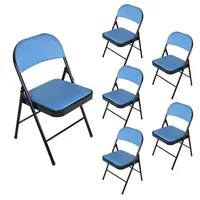 Hti-Living Klappstuhl Kunstleder Gestell Schwarz 6er-Set