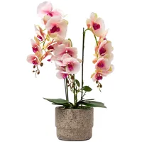 Homescapes Kunstblume, Orchidee pink-weiß im Deko-Topf, 64 cm