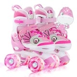 Kinder Dinosaurier Rollschuhe für Junge Mädchen Skates für Kinder Größenverstellbare Mit Leuchtenden Rädern Quad Roller Skates für Anfänger Geburtstags und Weihnachts Geschenke