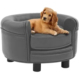 vidaXL Hundesofa Grau 48 x 48 x 32 cm Plüsch und Kunstleder