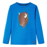 vidaXL - Kinder-langarmshirt Mit Rind-aufdruck Kobaltblau 116 42766