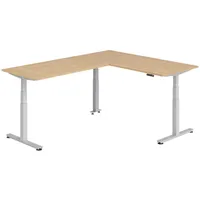 Bümö Eckschreibtisch, Eiche, Silber, Nachbildung,Eiche, Rechteckig, 180x74x240 cm, FSC