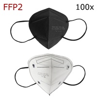 100 Stück FFP2-Maske, CE-e fünfschichtige -Schutzmaske, Einwegmaske der Klasse , 95% Filterschutzmaske,schwarz