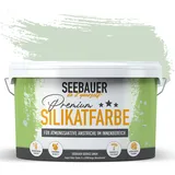 SEEBAUER diy Silikatfarbe Hellgrün 5L für Innen (No. 746 Sweet Kiwi) Atmungsaktive Mineralfarbe für Allergiker - Abwaschbare Wandfarbe - Grüntöne hohe Deckkraft