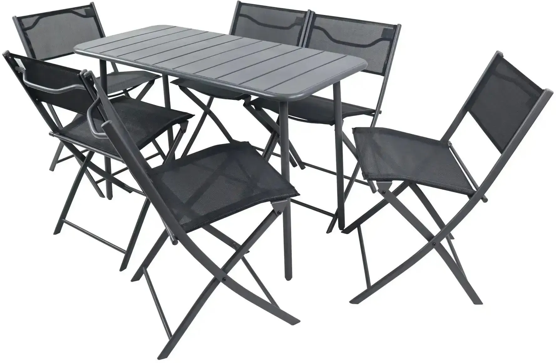 Gartenmöbel 7er-Set   , schwarz , Maße (cm): B: 110 H: 72