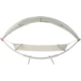 Mendler Hängematte HWC-J47, Hängeschaukel bis 200kg Sonnendach MVG-Holzgestell 420cm 2 Personen ~ weiß, creme-weiß