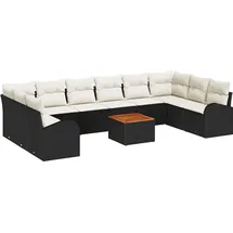 vidaXL Garten-Lounge-Set 11-tlg. schwarz/weiß