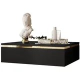 lookway Nachttisch Aurora Schwarz Matt mit Goldener Dekorativer Leiste Modernes Schlafzimmermöbel