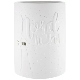 Gilde Tischlampe NORDLICHT mit Leuchtturm weiß