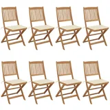 vidaXL Klappbare Gartenstühle 41 x 41 x 91 cm creme 8 St.