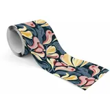 Muralo Tapetenbordüre abstrakte Blumen 10 cm 300 g Blau/Schwarz/Rosa/Beige