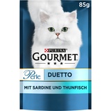 PURINA GOURMET Perle Duetto Katzenfutter nass, mit Sardinen und Thunfisch, 24er Pack (24 x 85g)