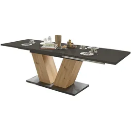 Mäusbacher Esstisch Holzwerkstoff, V-Form ausziehbar Elena 180x90x76 Asteiche/Graphit 13989-180 - Grau/Braun