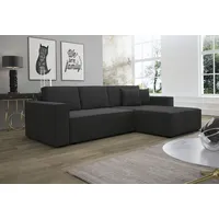 Ecksofa Schlafsofa Sofa CONOR Stoff Schwarz Ottomane Rechts