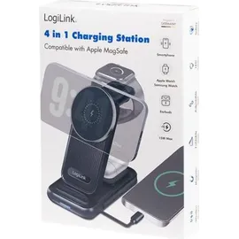 Logilink 4-in-1 Ladestation Apple MagSafe kompatibel, - Schwarz