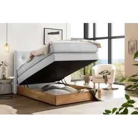 Belanoti MARBO Boxspringbett 140x200 mit Bettkasten 7-Zonen Taschenfederkern Matratze Topper Bett 140x200 Eiche Farbe Weissgrau H2/H3 - Weiß