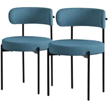 ML-Design Esszimmerstühle 2Er Set aus Teddystoff Blau mit Rückenlehne