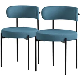 ML-Design Esszimmerstühle 2Er Set aus Teddystoff Blau mit Rückenlehne
