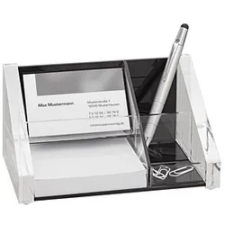 WEDO Schreibtisch-Organizer Acryl Exklusiv glasklar/schwarz Acryl 4 Fächer 16,4 x 9,7 x 8,9 cm