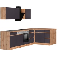 Kochstation Küche »KS-Riesa«, Stellbreite 340x150 cm, wahlweise mit oder ohne E-Geräte, grau