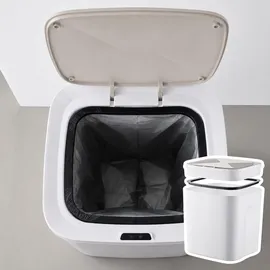 Relaxdays Mülleimer 16 l Creme/Grau