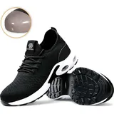 AONEGOLD Shraks Sicherheitsschuhe Arbeitsschuhe für Herren und Damen Stahlkappe Schutzschuhe Turnschuhe Atmungsaktiv rutschfeste Sneaker (Schwarz,38 EU) - 38