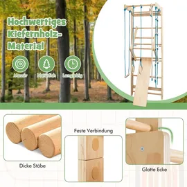 Costway Sprossenwand Holz Kletterwand inkl. Montagematerial, Heimsportgerät Klettergerüst 80x60x220cm