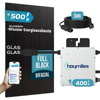 sunniva Balkonkraftwerk Full Black Bifazial 500 W inkl. 500 W N-Typ Glas-Glas Bifacial Module