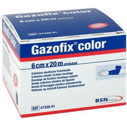 Gazofix color Fixierbinde kohäsiv 6 cmx20 m blau