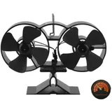 Randaco Ofenventilator, 8-blatt-ofenventilator Mit Thermometer, Holzofenventilator, Thermisch Angetriebener Ventilator