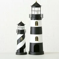 Boltze Laterne Faro Leuchtturm Windlicht weiß/schwarz Eisen H 46-73