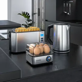 Arendo Frühstücks-Set Wasserkocher 1,5 l Silber