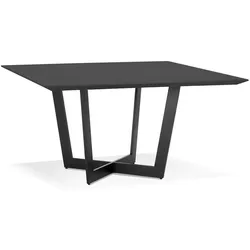 Kadima Design Quadratischer Esstisch, 140 cm, Holzplatte, Metallgestell. Schwarz