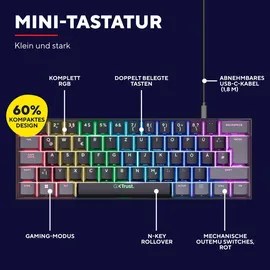Trust GXT 867 Acira 60%, LEDs RGB, Gaote Outemu RED, USB, DE (24883)