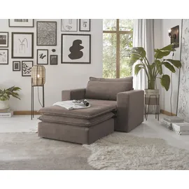 Home Affaire Sessel PIAGGE Cord 125 x 83 x 210 cm Braun mit Hocker