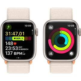 Apple Watch Series 9 GPS 41 mm Aluminiumgehäuse polarstern, Sport Loop polarstern One Size