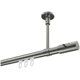 Interdeco Innenlaufschiene Sonette Zoena, Ø 20 mm, 1-läufig, Fixmaß, kürzbar, Deckenmontage, Aluminium, Edelstahl-Optik silberfarben Ø 20 mm x 480 cm