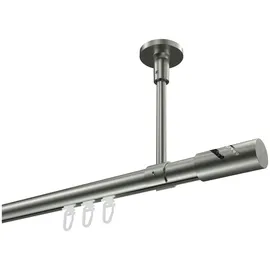 Interdeco Innenlaufschiene Sonette Zoena, Ø 20 mm, 1-läufig, Fixmaß, kürzbar, Deckenmontage, Aluminium, Edelstahl-Optik silberfarben Ø 20 mm x 480 cm