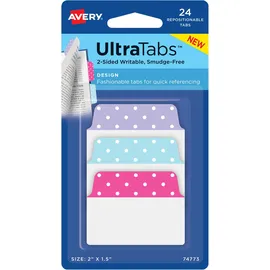 Avery Zweckform Art. 74773 Haftstreifen transparent/bunt (24 Haftnotizen, 50,8x38,1mm, beschreibbare Index Tabs Folie, ablösbare Klebezettel, Page Marker, Sticky Notes, Klebemarkierungen)