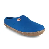 WoolFit Footprint Barfuß-Hausschuhe unisex Filz-Pantoffeln mit Ledersohle, nachhaltig aus 100% Wolle, blau Gr. 41 - 41 EU